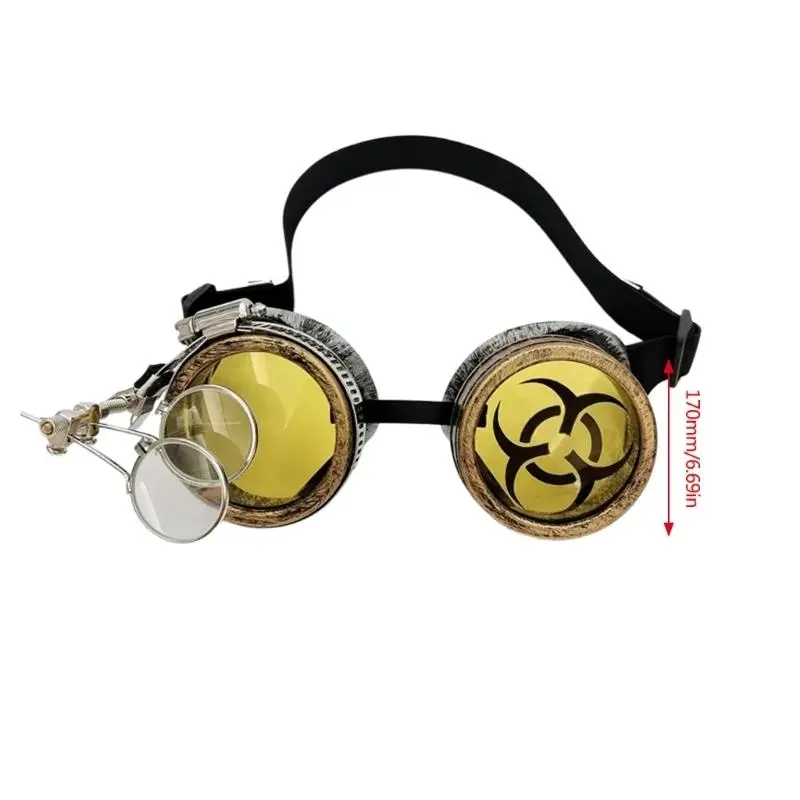 652F Steampunk Goggles Retro Steampunk Glasses Gothic Glasses Halloween Goggles Steampunk Costume Accessories for Party