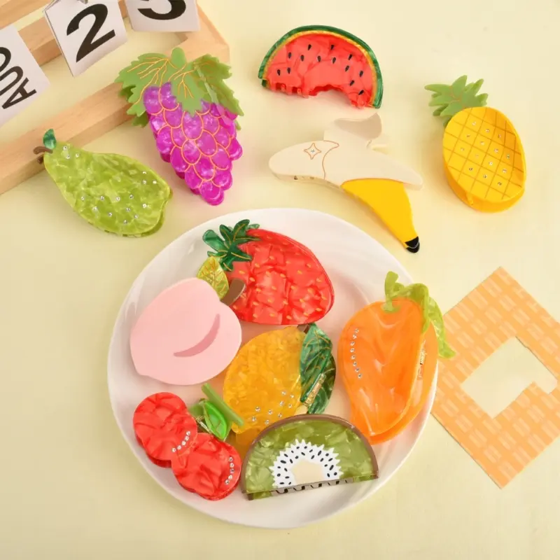 652F Acetate Hair Claw Clip in Fruit Designs Women's Hair Accessory Hair Decoration for Fashion Enthusiasts and Seekers