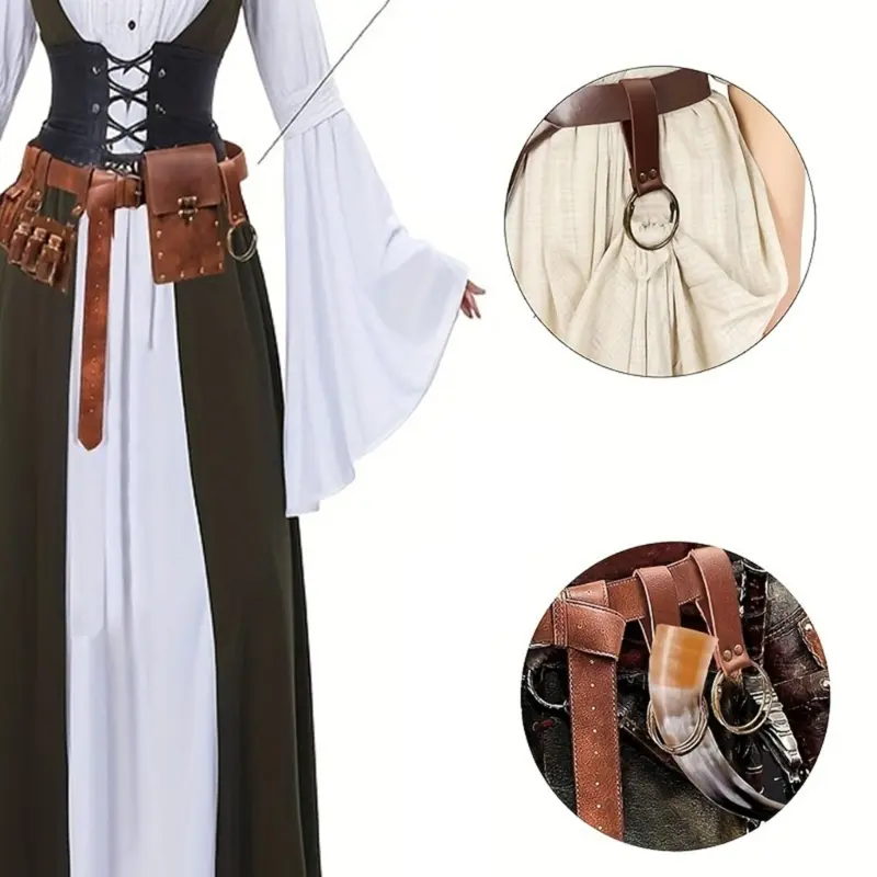 652F Vikinges Costume Accessories,Medieval Pirate Potion Bottles Hook Strap Halloween Cosplay Costume