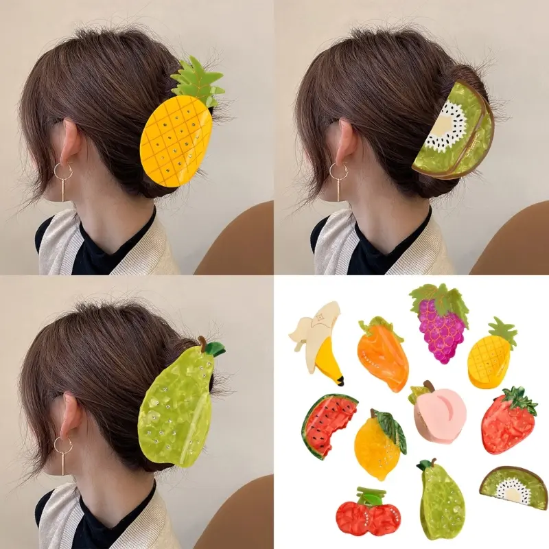 652F Acetate Hair Claw Clip in Fruit Designs Women's Hair Accessory Hair Decoration for Fashion Enthusiasts and Seekers