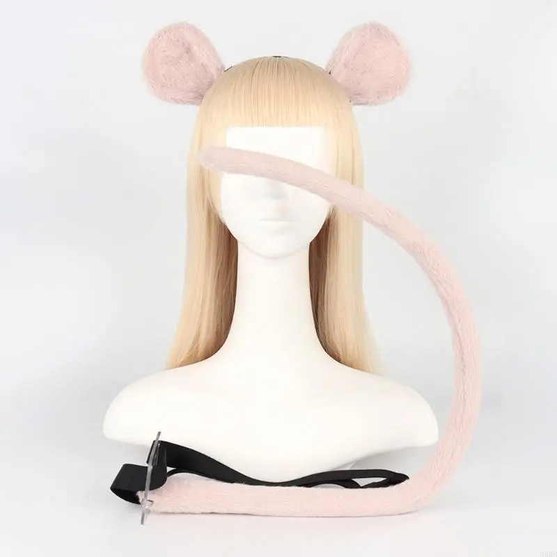 Animal Cosplay Costumes Faux  Mouse   Wolf Furry Tail and Ears Headband for Halloween Party Costume Accessories