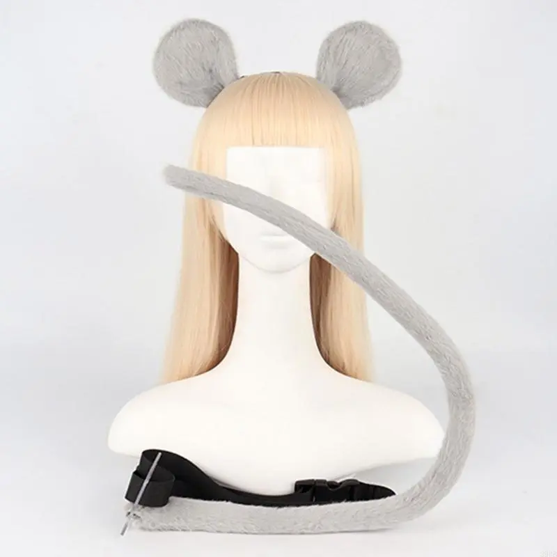 Animal Cosplay Costumes Faux  Mouse   Wolf Furry Tail and Ears Headband for Halloween Party Costume Accessories