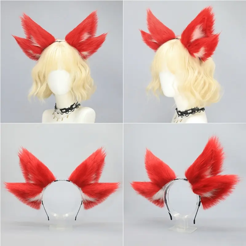 652F Nine Tailed Foxes Ear Headbands Hair Accesories Themed Party Costume Hairband for Cosplay Parties and Anime Conventions