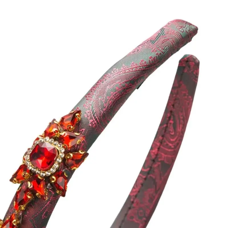 652F Foam Embroidery Headband for Women NonSlip Hairband Rhinestones Studded Headbands for Party Women Hair Styling Ornaments