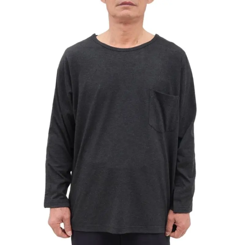 652F Full Tear Away Long Sleeve Chemo Port Access Shirt Full Open Side Dialysis Chemo Clothing Post Surgeries Shirt