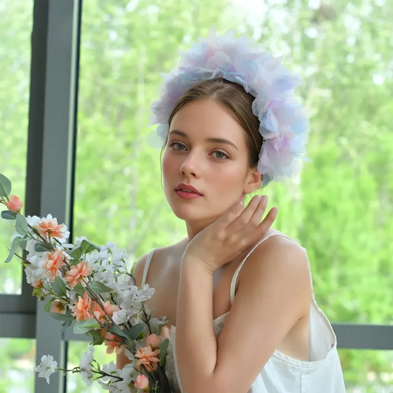 652F Flower Garland Headbands for Special Event Blossom Hairhoop For Formal Occasion and Wedding Party Flower Girl Dressingup