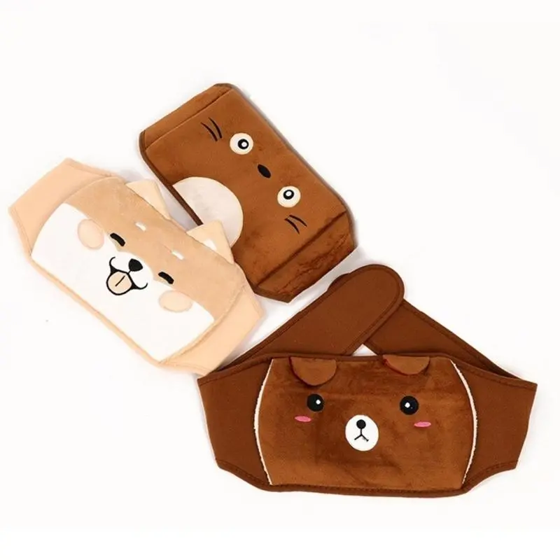 652F Multifunctional Cartoon Water Bottle with Adjustable Waist Belt and Plush Cover for Kids and Adults Hot and Compress