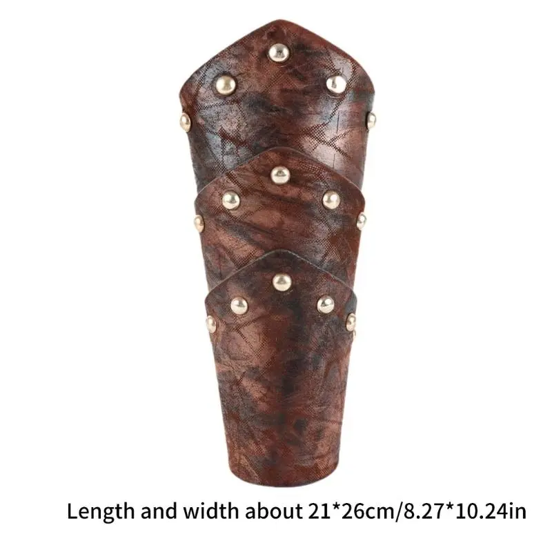652F Lace Up Arm Gauntlets Adult Vintage Arm Guard Cosplay Costume PU Arm Bracers RolePlay Armband for Stage Performances