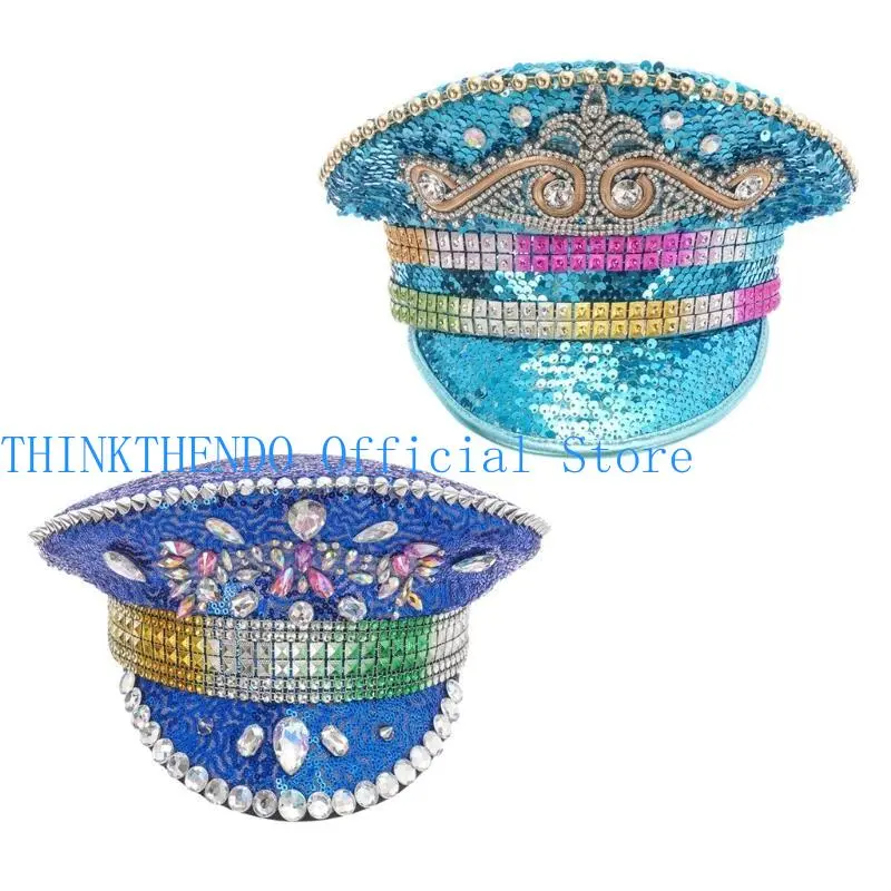 39BB Light weight Rhinestones Hat Durability Acrylic Hat Women Men Captain Hat