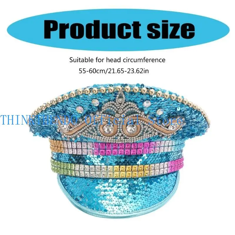 39BB Light weight Rhinestones Hat Durability Acrylic Hat Women Men Captain Hat