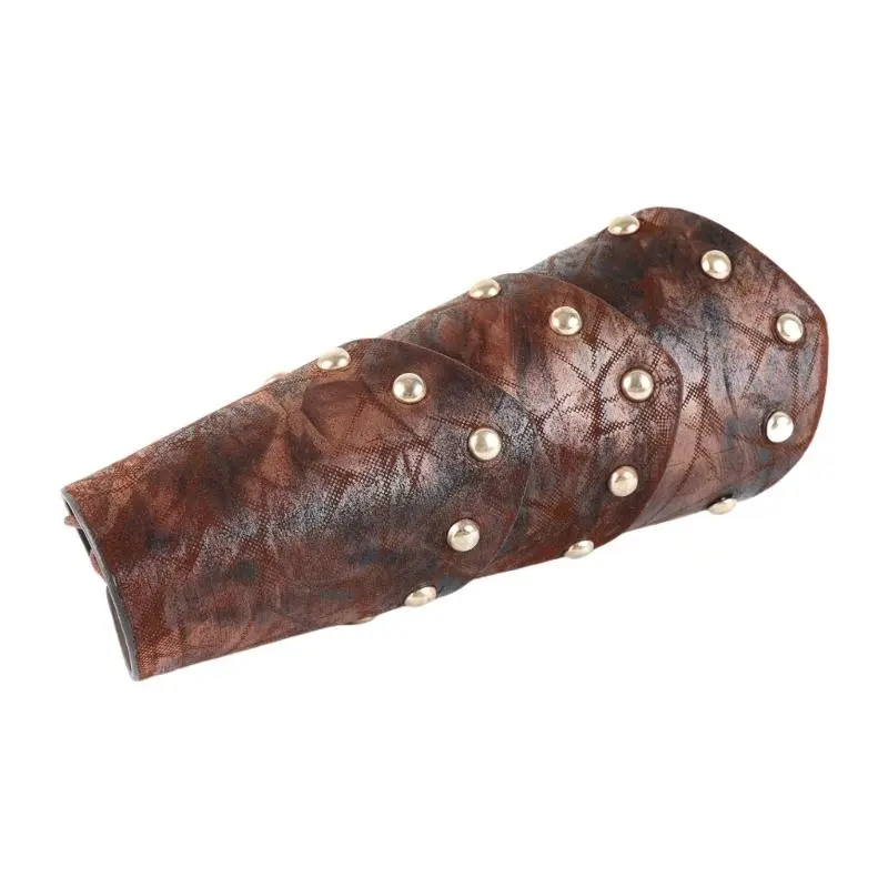 652F Lace Up Arm Gauntlets Adult Vintage Arm Guard Cosplay Costume PU Arm Bracers RolePlay Armband for Stage Performances