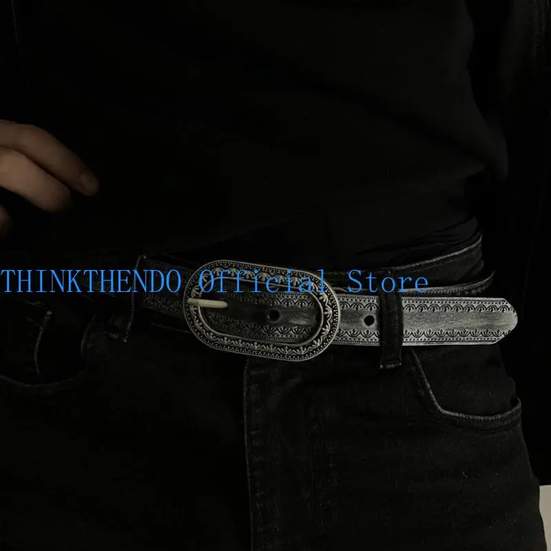 652F Western Styles Ladies Waist Belt Antique Carved Buckles Waistband Elastics Belt for Casual and Party Outfits