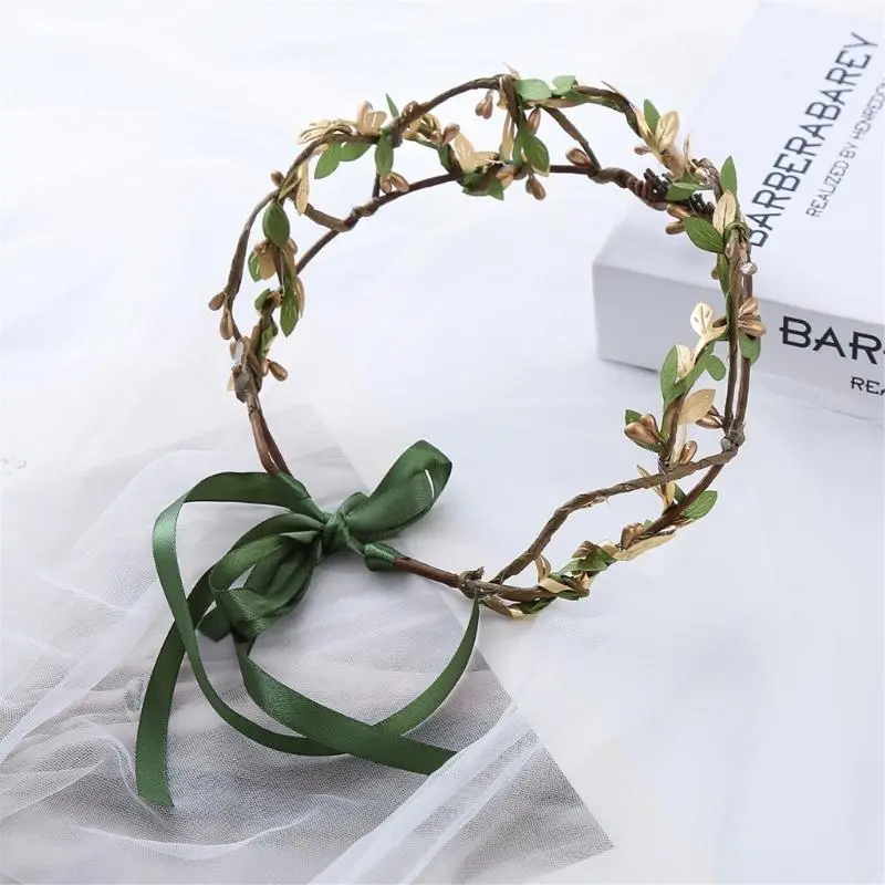 652F Elegant Leaves Hairband Bohemian Headband for Girls Trendy Model Show Performances Wedding Party Jewelry