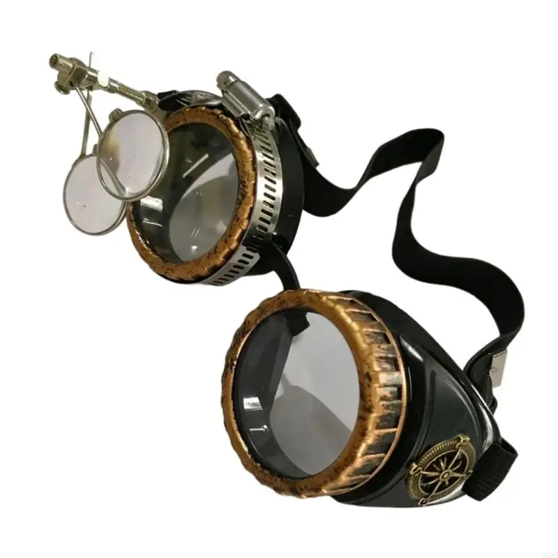 652F Vintage Steampunk Goggles Welding Glasses Halloween Face Mask Cyber Goggles Cosplay Costume for Womens and Men Gifts