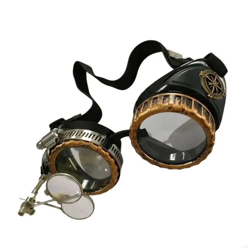 652F Vintage Steampunk Goggles Welding Glasses Halloween Face Mask Cyber Goggles Cosplay Costume for Womens and Men Gifts