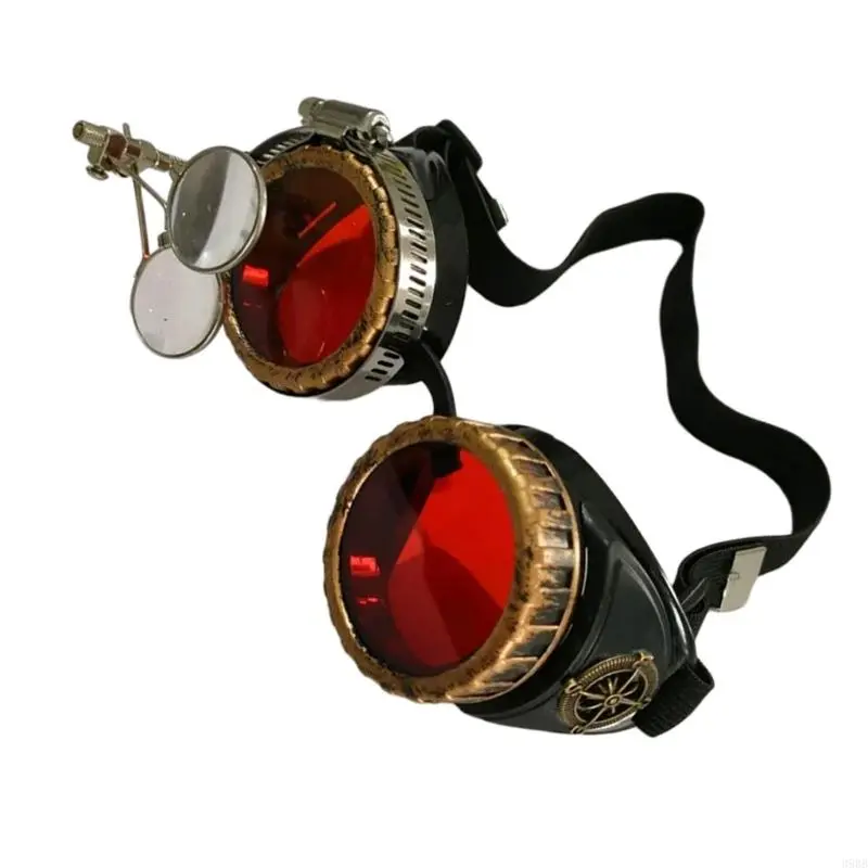 652F Vintage Steampunk Goggles Welding Glasses Halloween Face Mask Cyber Goggles Cosplay Costume for Womens and Men Gifts