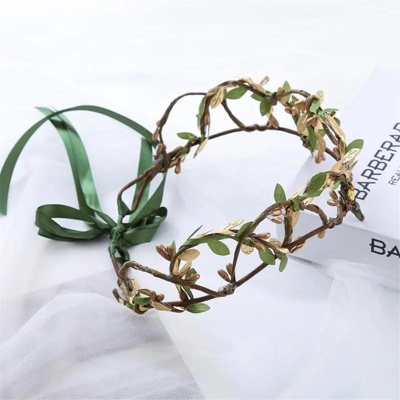 652F Elegant Leaves Hairband Bohemian Headband for Girls Trendy Model Show Performances Wedding Party Jewelry