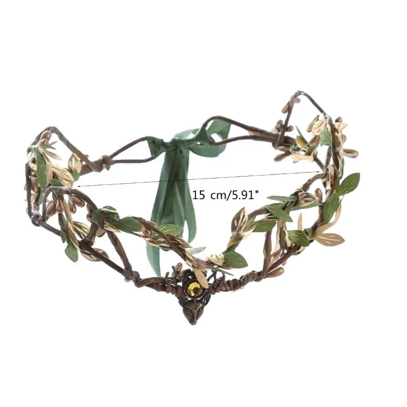 652F Elegant Leaves Hairband Bohemian Headband for Girls Trendy Model Show Performances Wedding Party Jewelry