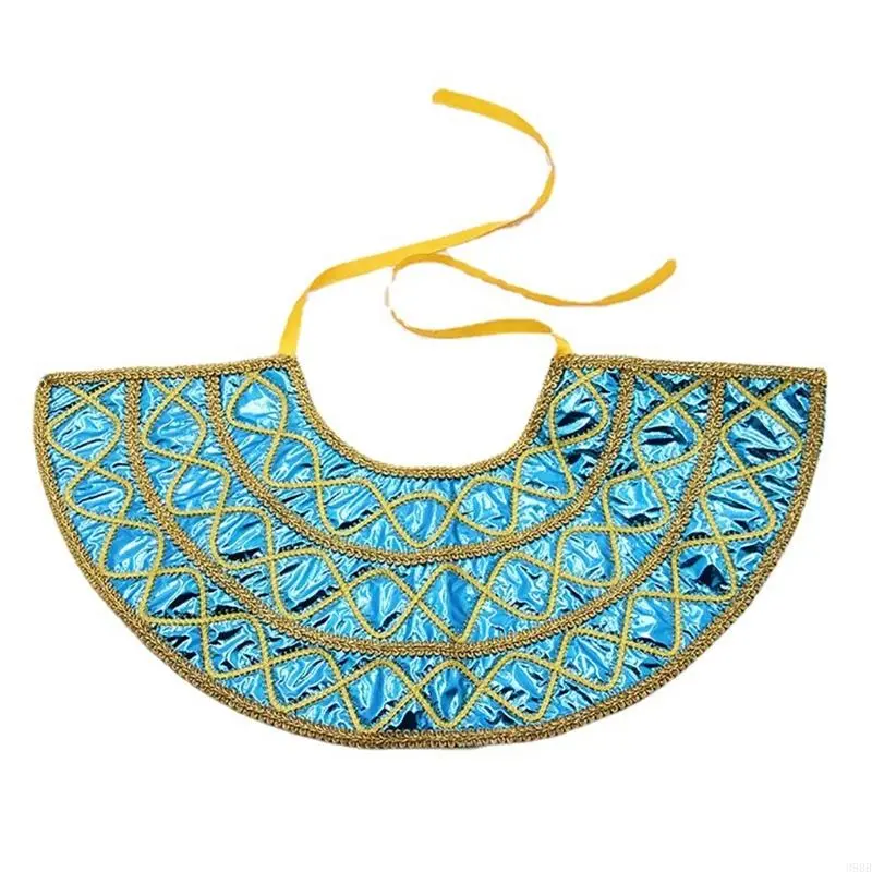 652F Egyptian Costume Accessories Set Egyptian Pharaoh Headpiece Egyptian Collar Wristbands for Halloween Role Play Cosplay