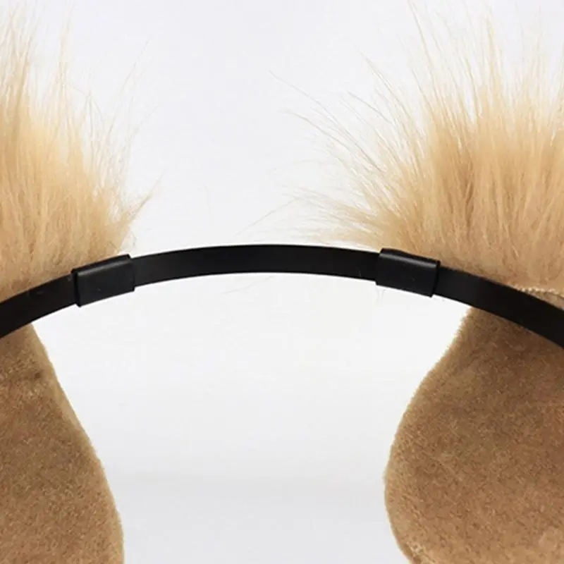 652F Dog Ears and Tail Set,Furry Dog Ears Headband with Tail,Anime Dog Ears,Halloween Cosplay Party Dog Costumes Props