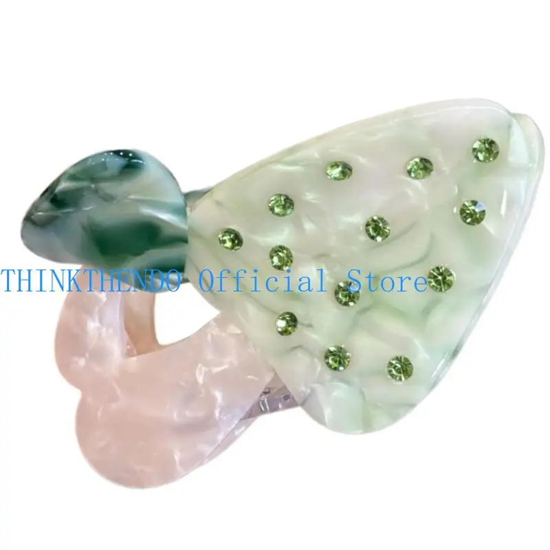 39BB Mushroom Hair Clip for Adult Teens Creative Rhinestones Jaw Clip Female Spring Barrette Daily Use Hair Decoration