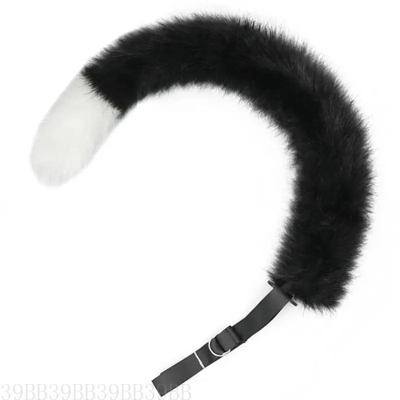 39BB Handmade Plush Cats Ears Headbands Fauxs Furs Tail for Halloween Cosplay Party Costumes Accessories for Kids Adult