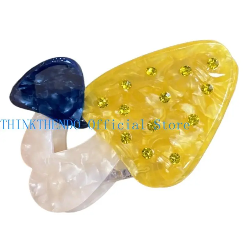 39BB Mushroom Hair Clip for Adult Teens Creative Rhinestones Jaw Clip Female Spring Barrette Daily Use Hair Decoration
