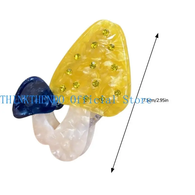 39BB Mushroom Hair Clip for Adult Teens Creative Rhinestones Jaw Clip Female Spring Barrette Daily Use Hair Decoration