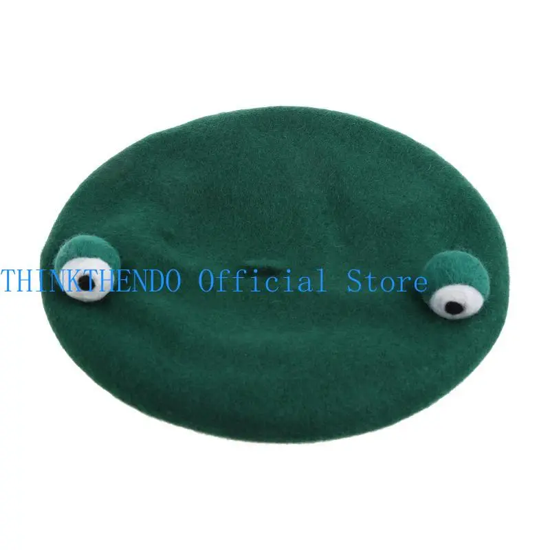 652F Faux Wool Women Berets Winter Hat Vintage French Solid Color Painter for Eyes Autumn Street Octagonal