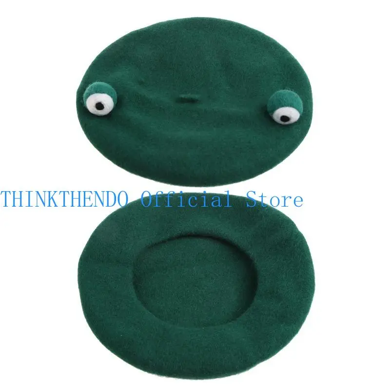 652F Faux Wool Women Berets Winter Hat Vintage French Solid Color Painter for Eyes Autumn Street Octagonal