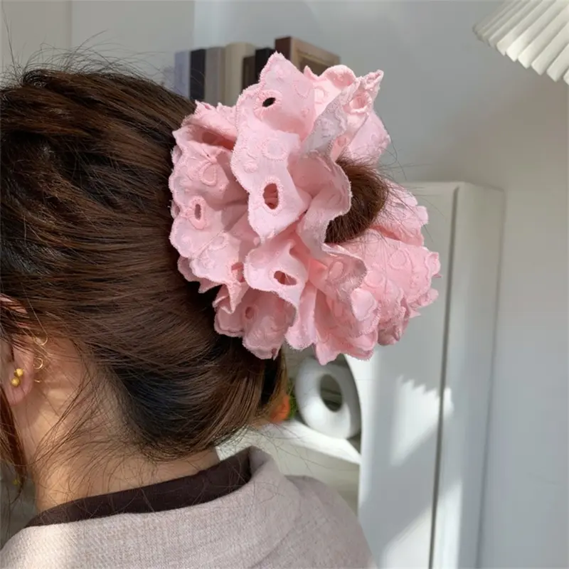 652F Lace Hair Rope Hair Bun Scrunchies Elastic Hair Rope Big Hair Scrunchy Heavy Duty HairBands Female Accessories