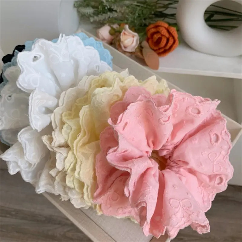 652F Lace Hair Rope Hair Bun Scrunchies Elastic Hair Rope Big Hair Scrunchy Heavy Duty HairBands Female Accessories