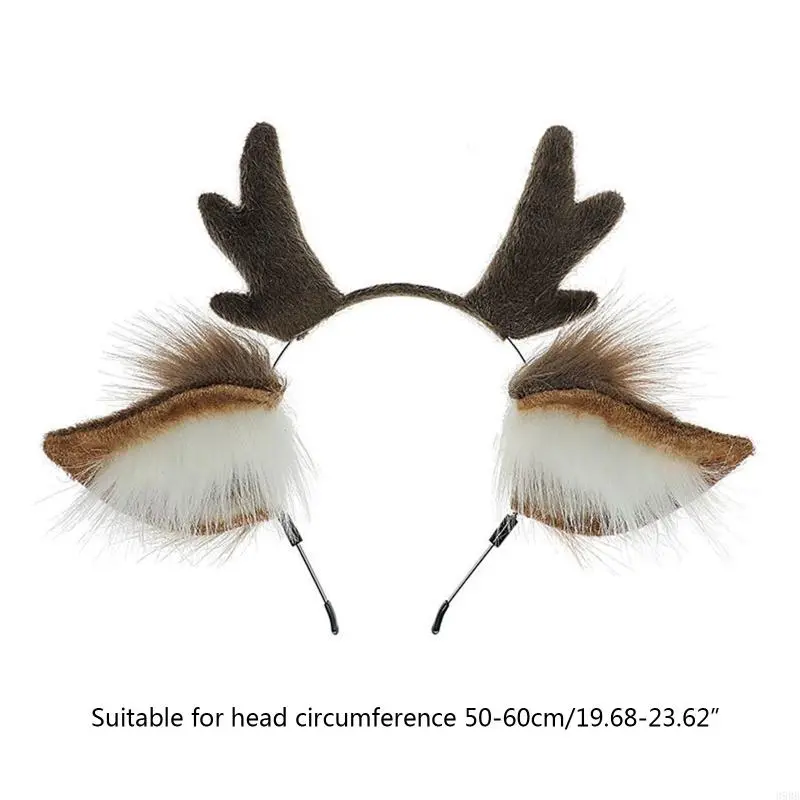 Cosplay Reindeer Antler Headband Simulation Plush Deer Ear Anime Accessories Pretended Party Costume Props Gift