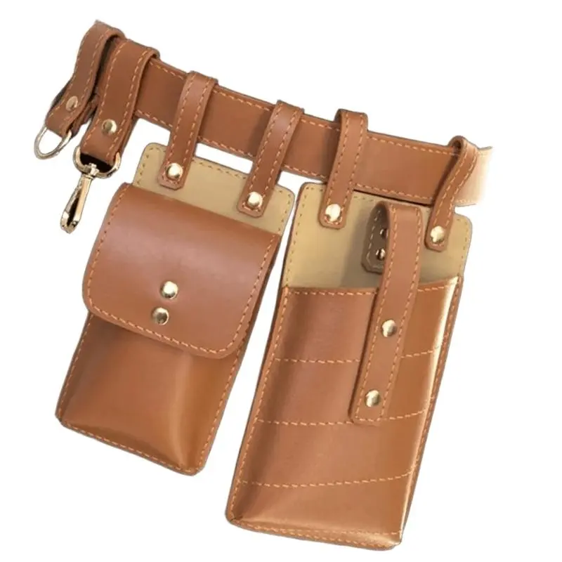 652F Medieval Steampunk Leather Waist Bag With Leather Belt Medieval Waist Phone Bag Side Pouches For Men Women Halloween