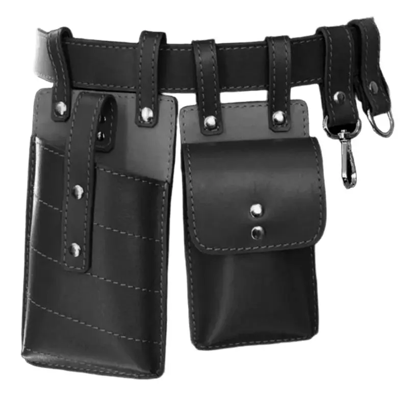 652F Medieval Steampunk Leather Waist Bag With Leather Belt Medieval Waist Phone Bag Side Pouches For Men Women Halloween