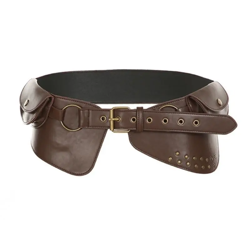 652F 2000s Corset Belt Women Decorative Belt for Pants Dress Rivet Studded Cincher Belt Fashion Fanny Belt for Everyday Use