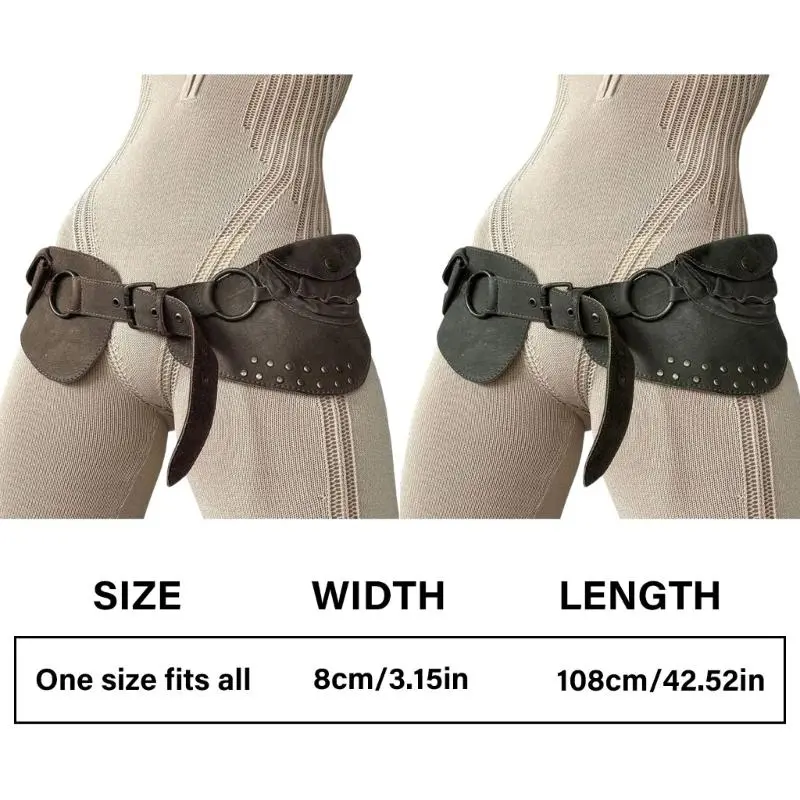 652F 2000s Corset Belt Women Decorative Belt for Pants Dress Rivet Studded Cincher Belt Fashion Fanny Belt for Everyday Use