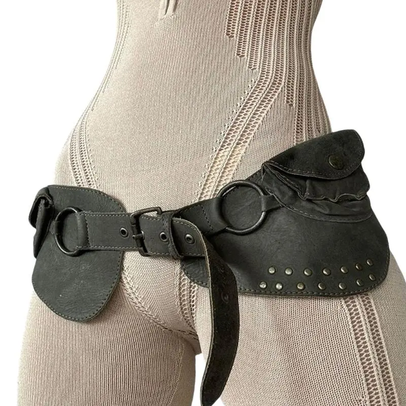 652F 2000s Corset Belt Women Decorative Belt for Pants Dress Rivet Studded Cincher Belt Fashion Fanny Belt for Everyday Use