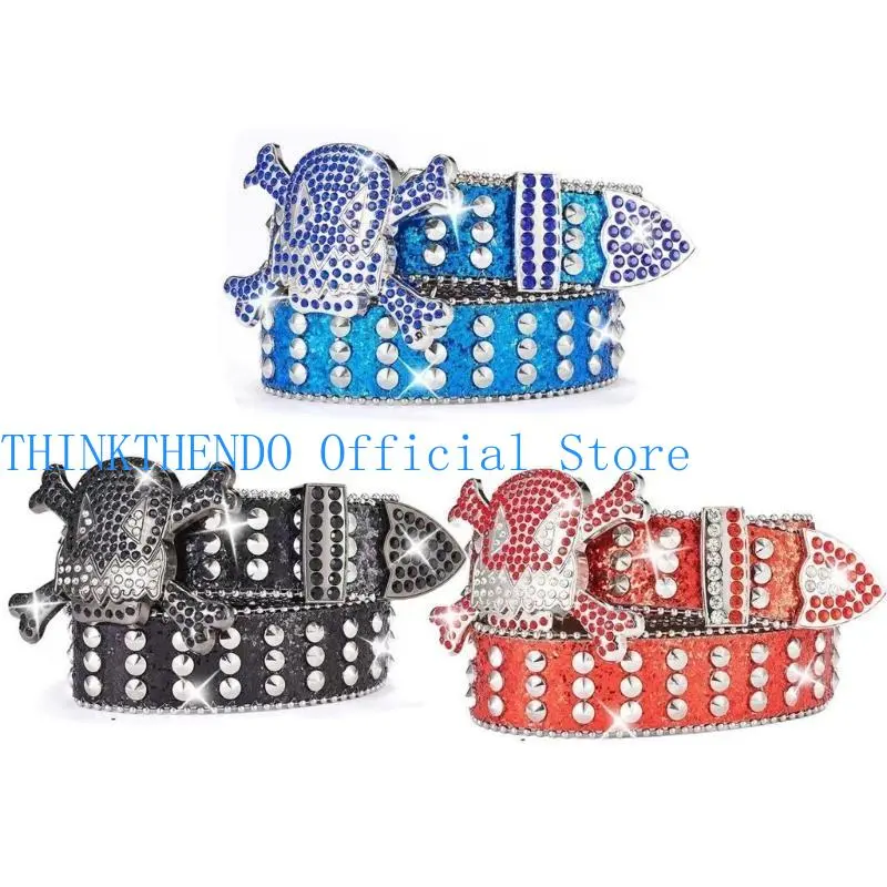 39BB Punk Waist Belly Chain Belt for Women Men for Street Dance Prom Hip Hop Rock Music PU Belt Jean Buckle