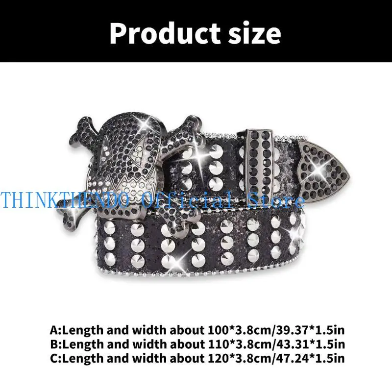 39BB Punk Waist Belly Chain Belt for Women Men for Street Dance Prom Hip Hop Rock Music PU Belt Jean Buckle