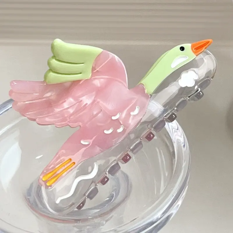 652F Stylish Wild Gooses Acetate Hair Claw Clip Unique Designs Women's Hair Accessory for Daily Outings and Casual Gatherings