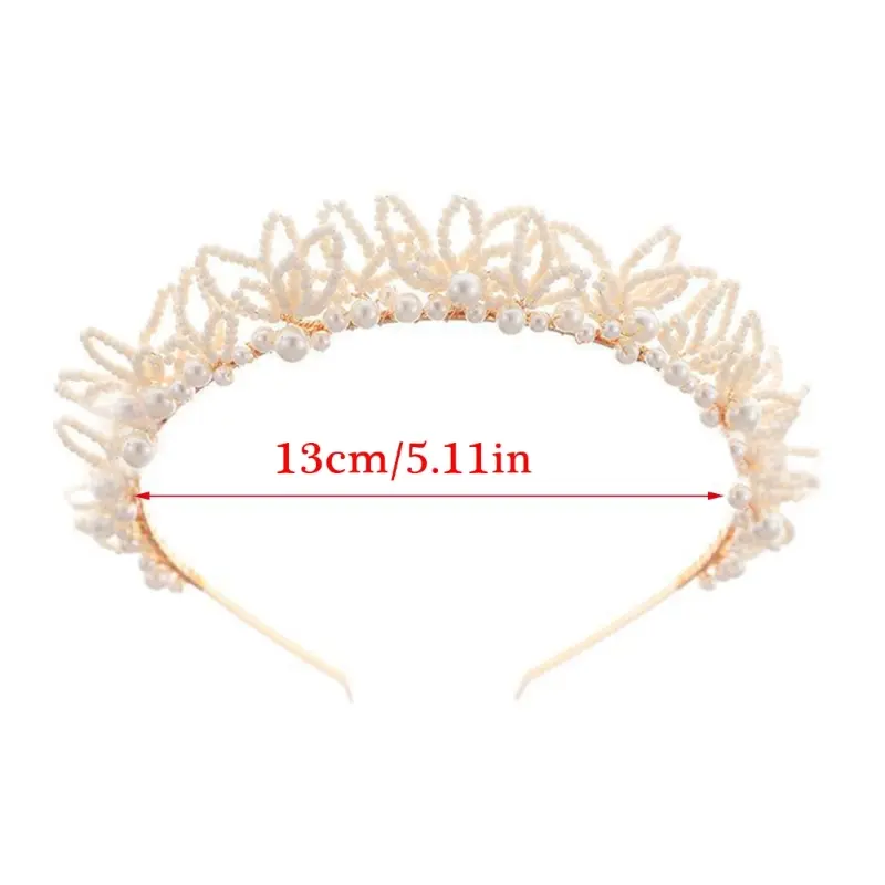 652F Baroque Metal Hairband With Faux Pearls Embellishment Fashion Headbands Hair Accessory For Prom Event Hairstyles