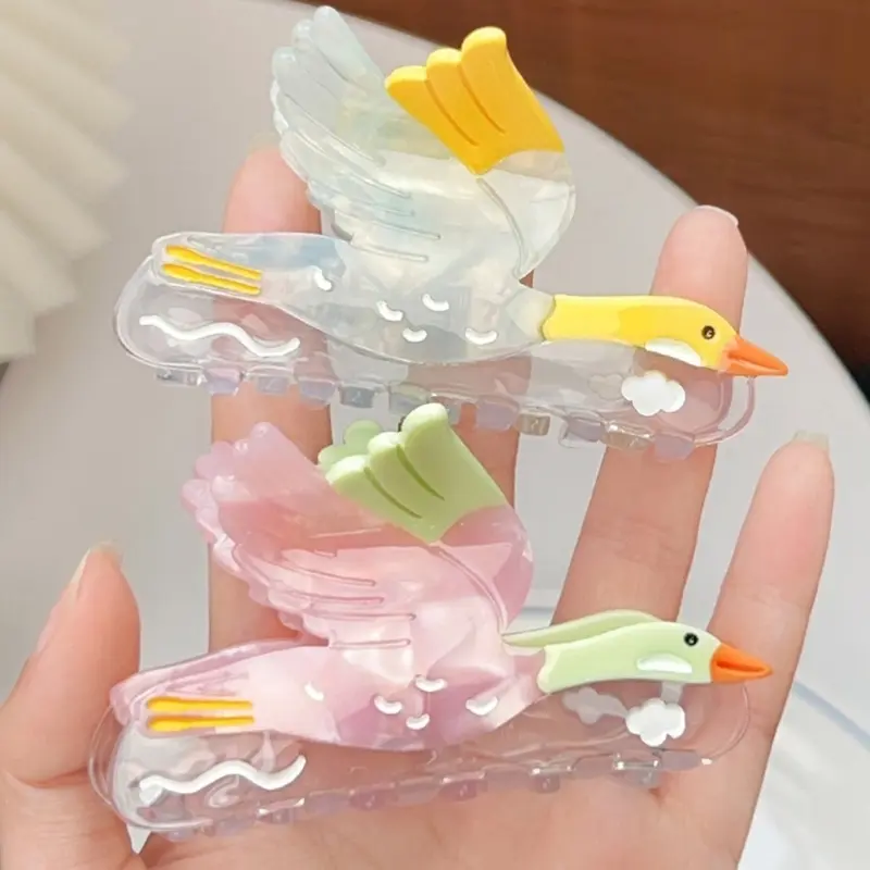 652F Stylish Wild Gooses Acetate Hair Claw Clip Unique Designs Women's Hair Accessory for Daily Outings and Casual Gatherings