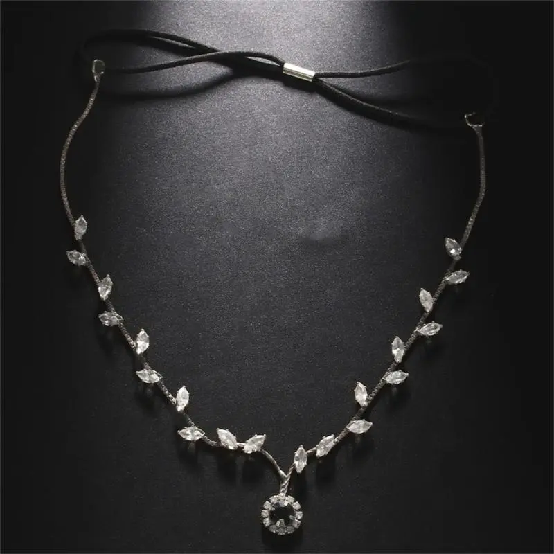652F Bohemian Leaf Pendant Forehead Chain Cosplay Party Headpiece Bridal Wedding Ceremony Forehead Jewelry