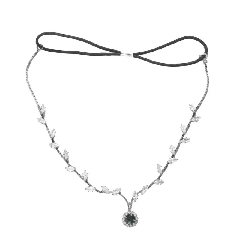652F Bohemian Leaf Pendant Forehead Chain Cosplay Party Headpiece Bridal Wedding Ceremony Forehead Jewelry