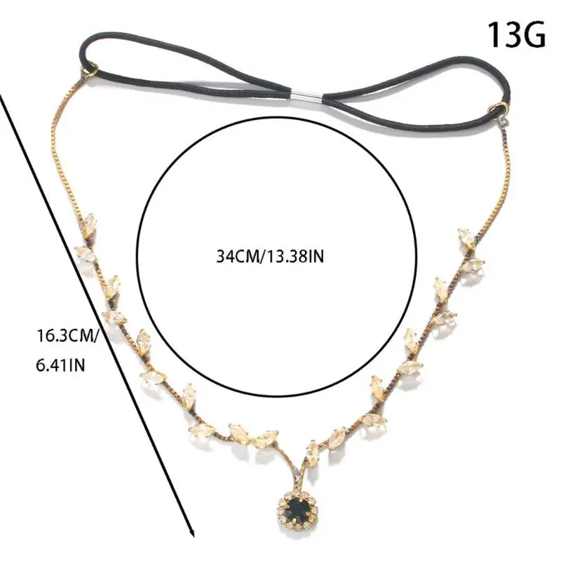 652F Bohemian Leaf Pendant Forehead Chain Cosplay Party Headpiece Bridal Wedding Ceremony Forehead Jewelry