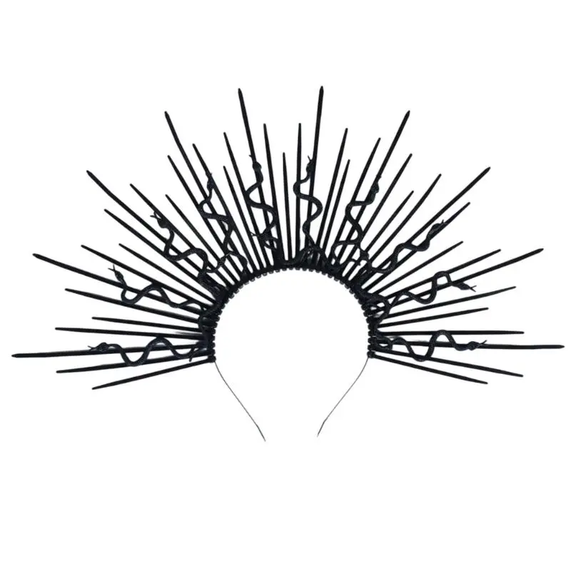 39BB Unisex Gothic Punk Snake Hair Hoop Artistic Hairband for Rock Concerts Livehouse Snake Spiked Dark Headpiece