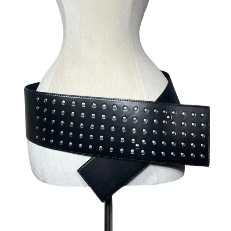 652F Girls Modern Waist Belt for Daily Costume Jewelry Waistband Body Jewelry for Party Jeans Wide Belt Cowgirl Chain