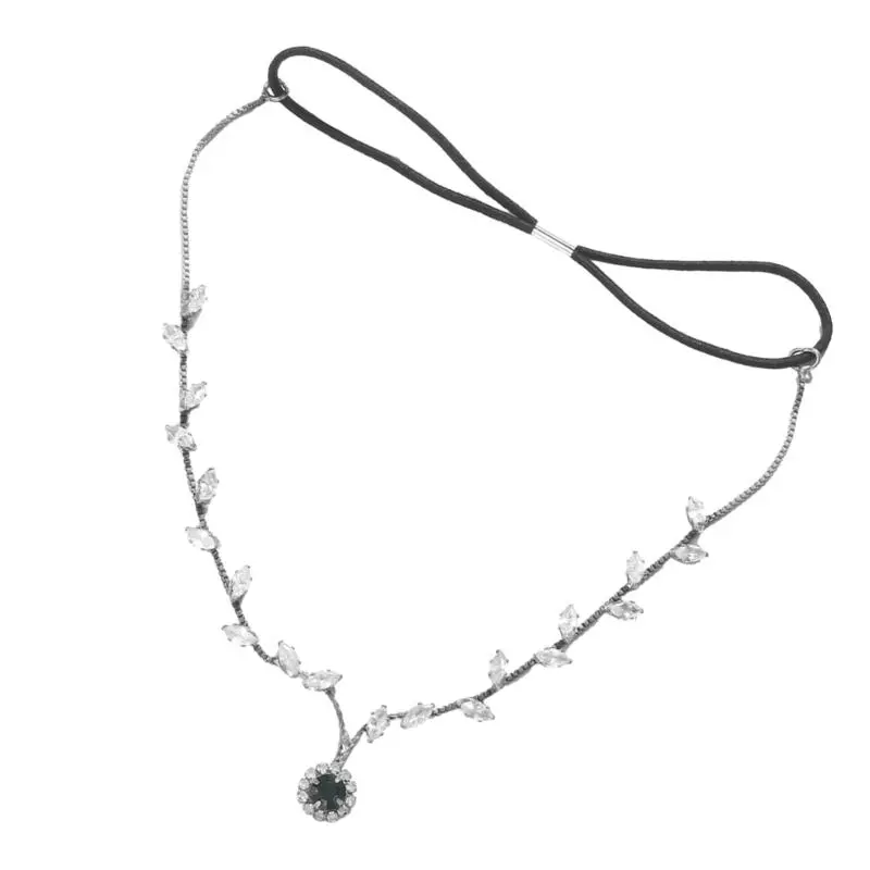652F Bohemian Leaf Pendant Forehead Chain Cosplay Party Headpiece Bridal Wedding Ceremony Forehead Jewelry