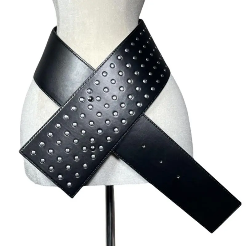 652F Girls Modern Waist Belt for Daily Costume Jewelry Waistband Body Jewelry for Party Jeans Wide Belt Cowgirl Chain
